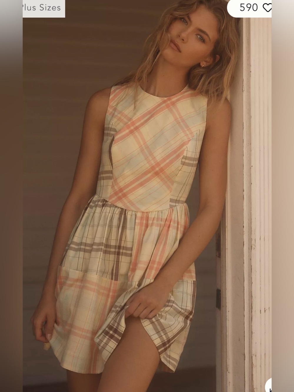 NWT Anthropologie LyreBird Sleeveless Plaid Nap
Mini Dress Sz L